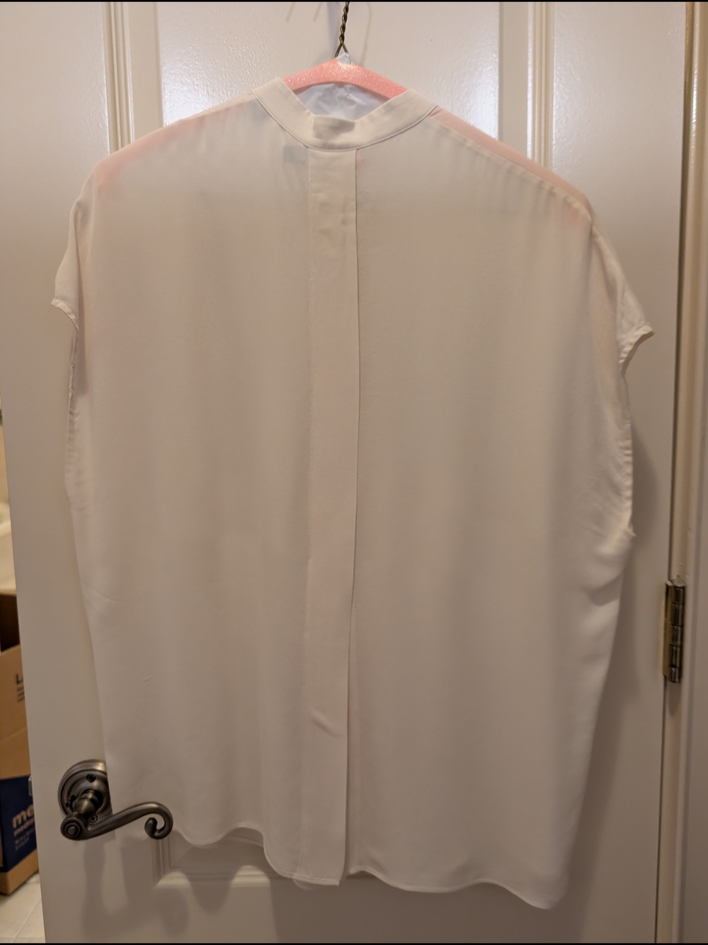 Vince 100% Silk White Short Sleeve Blouse
